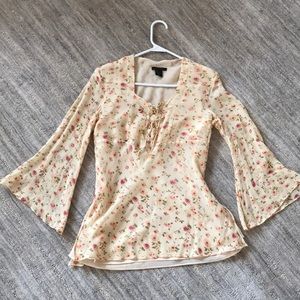 Silkland silk floral print blouse, size M